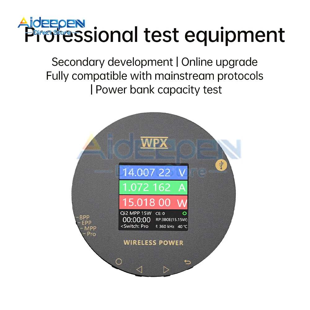 1,54-дюймовый цветной ЖК-тестер беспроводной зарядки Qi2/MPP25W Быстрая зарядка, напряжение, ток, измеритель мощности, магнитный многофункциональный анализатор
1,54-дюймовый цветной ЖК-тестер беспроводной зарядки Qi2/MPP25W Быстрая зарядка, напряжение, ток, измеритель мощности, магнитный многофункциональный анализатор