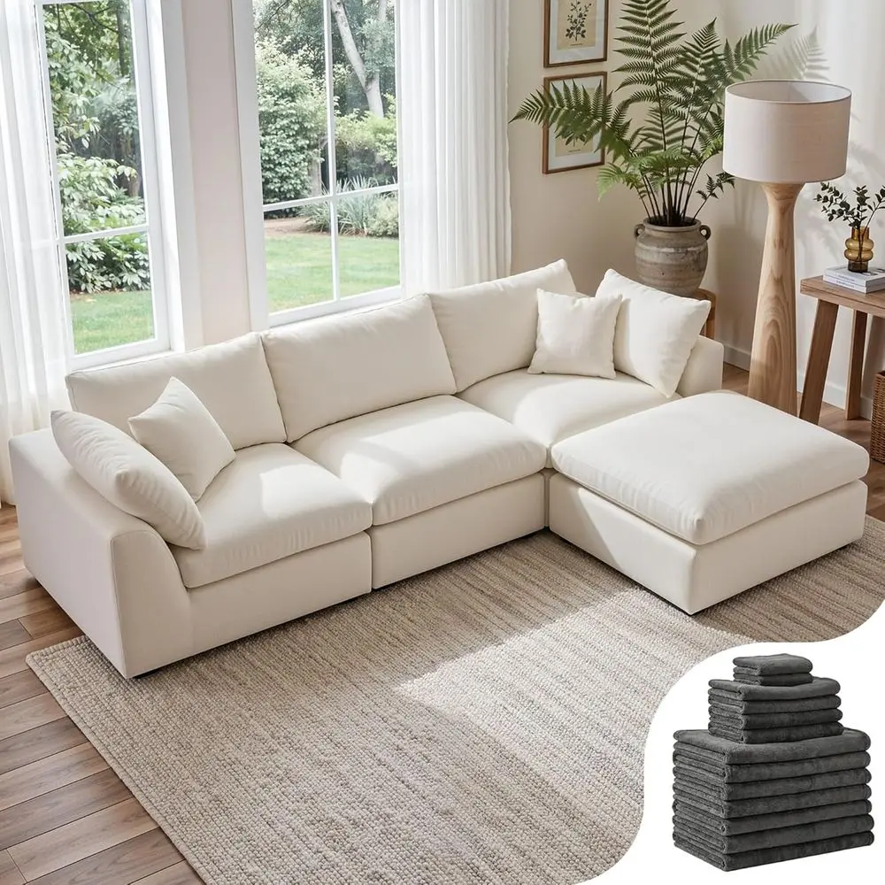 L-Shaped 108 Sectional Sofa with Washable Cover, 25.6 Deep Seat, Oversized Comfort, DIY Color Change (White Sofa + Gray Cover)
L-Shaped 108 Sectional Sofa with Washable Cover, 25.6 Deep Seat, Oversized Comfort, DIY Color Change (White Sofa + Gray Cover)