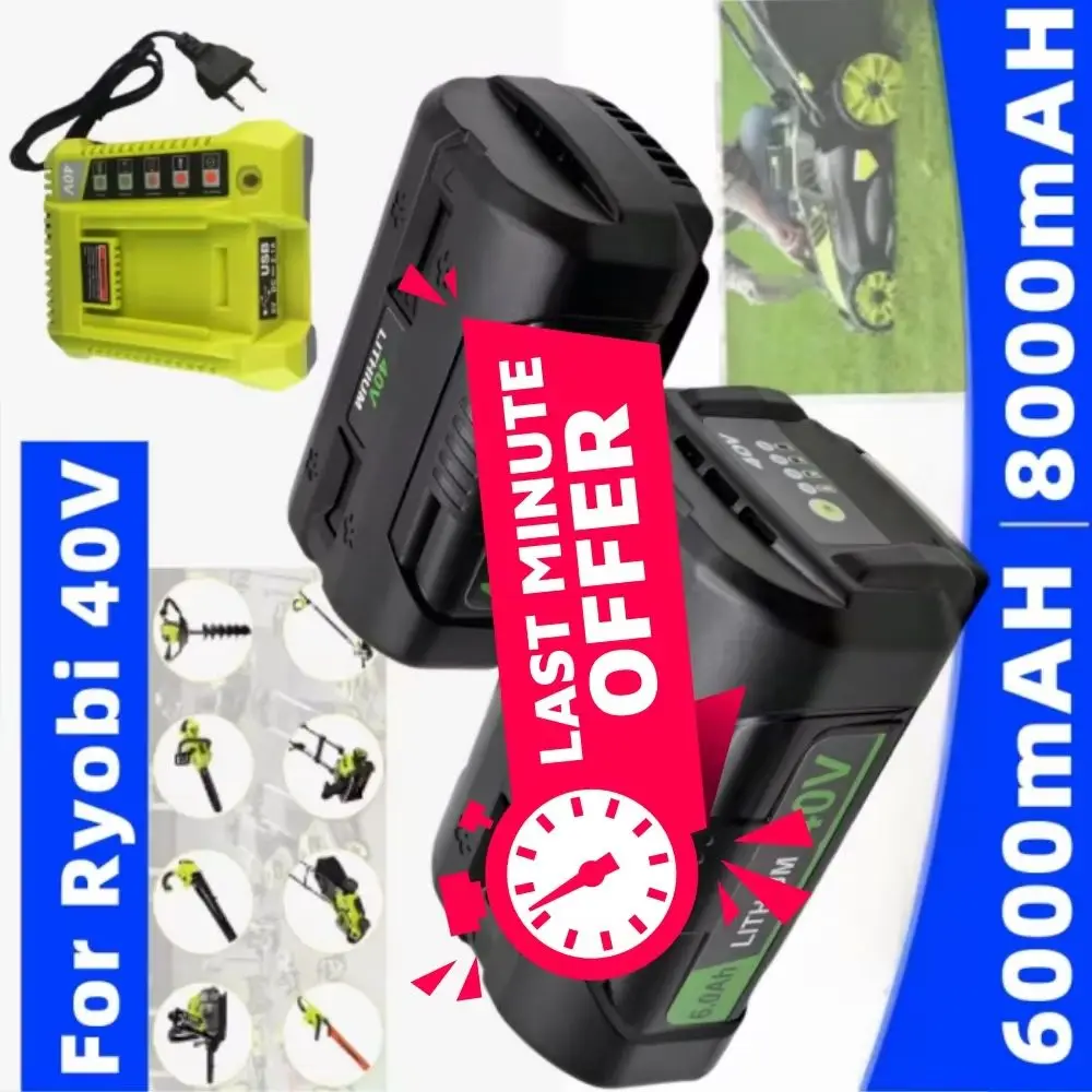 6000mAh 40V Compatible Rechargeable Battery for Ryobi OP4050 RY40502 RY40200 OP4026 OP40401 RY40430 Cordless Power Tools
6000mAh 40V Compatible Rechargeable Battery for Ryobi OP4050 RY40502 RY40200 OP4026 OP40401 RY40430 Cordless Power Tools