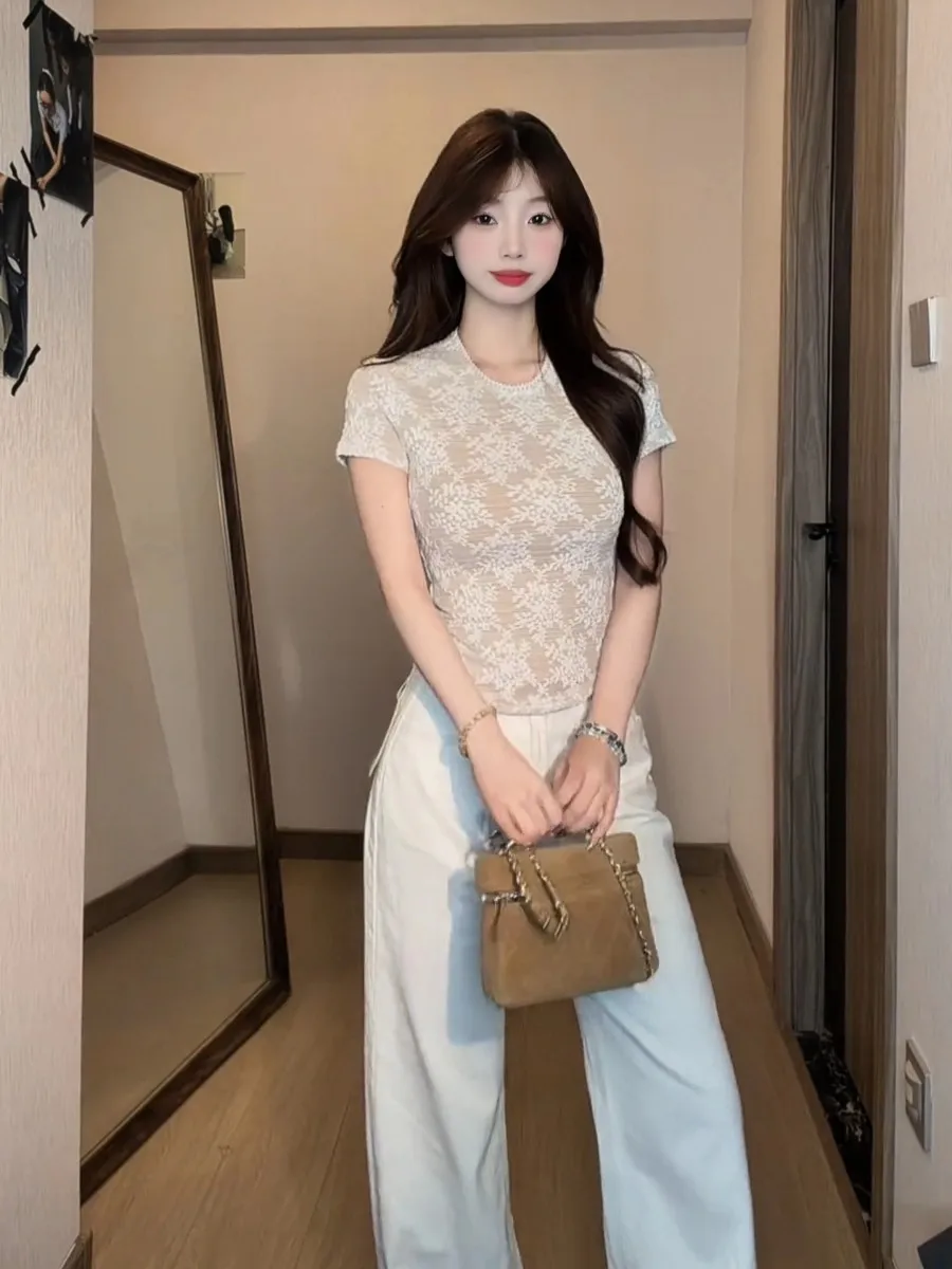 Pure Desire Lace Short Sleeve Base Shirt Women's Summer New Style Slimming Short Sexy Spicy Girl Top Breathable Casual Tee
Pure Desire Lace Short Sleeve Base Shirt Women's Summer New Style Slimming Short Sexy Spicy Girl Top Breathable Casual Tee