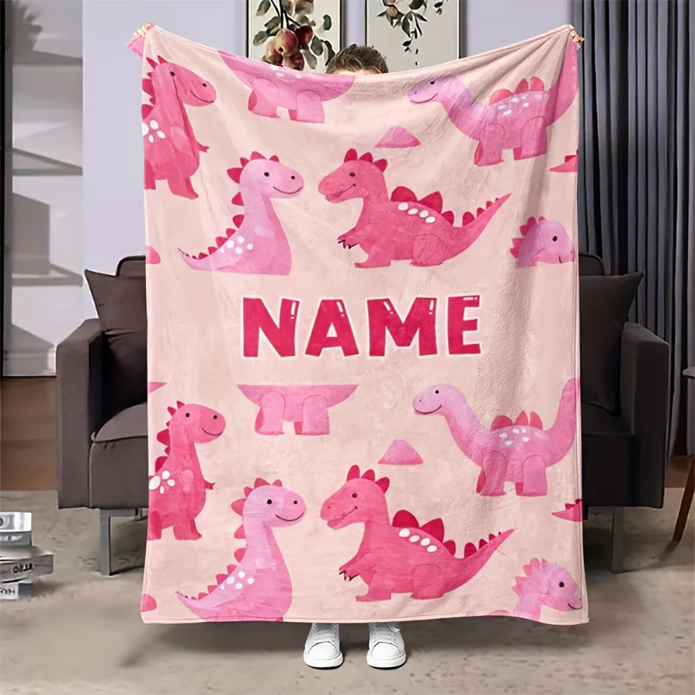 1pc Personalized Pink Dinosaur Flannel Blanket, Custom Name Soft Warm Throw Blanket for Kids Girls Bedroom Living Room
1pc Personalized Pink Dinosaur Flannel Blanket, Custom Name Soft Warm Throw Blanket for Kids Girls Bedroom Living Room