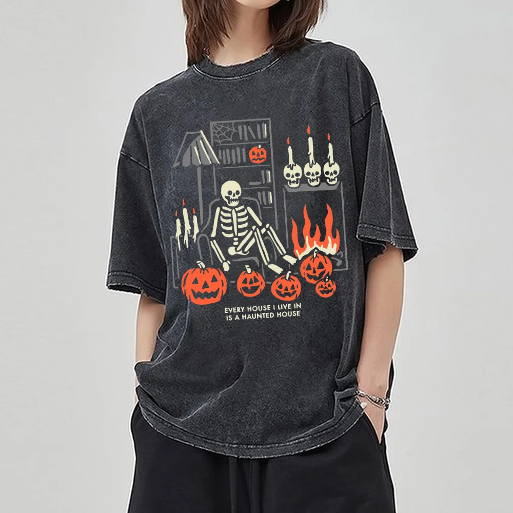2024 Summer New Halloween Theme Skull Pumpkin Print Women's T-Shirt Y2K Oversized Washed Neutral Short Sleeve Casual Trend Wear
2024 Summer New Halloween Theme Skull Pumpkin Print Women's T-Shirt Y2K Oversized Washed Neutral Short Sleeve Casual Trend Wear