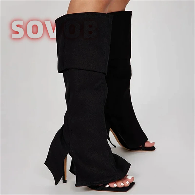 Черные джинсовые сапоги до колена с квадратным носком на шпильке, складные ботинки, женские слипоны, брюки, ботинки, обувь большого размера, 45
Черные джинсовые сапоги до колена с квадратным носком на шпильке, складные ботинки, женские слипоны, брюки, ботинки, обувь большого размера, 45