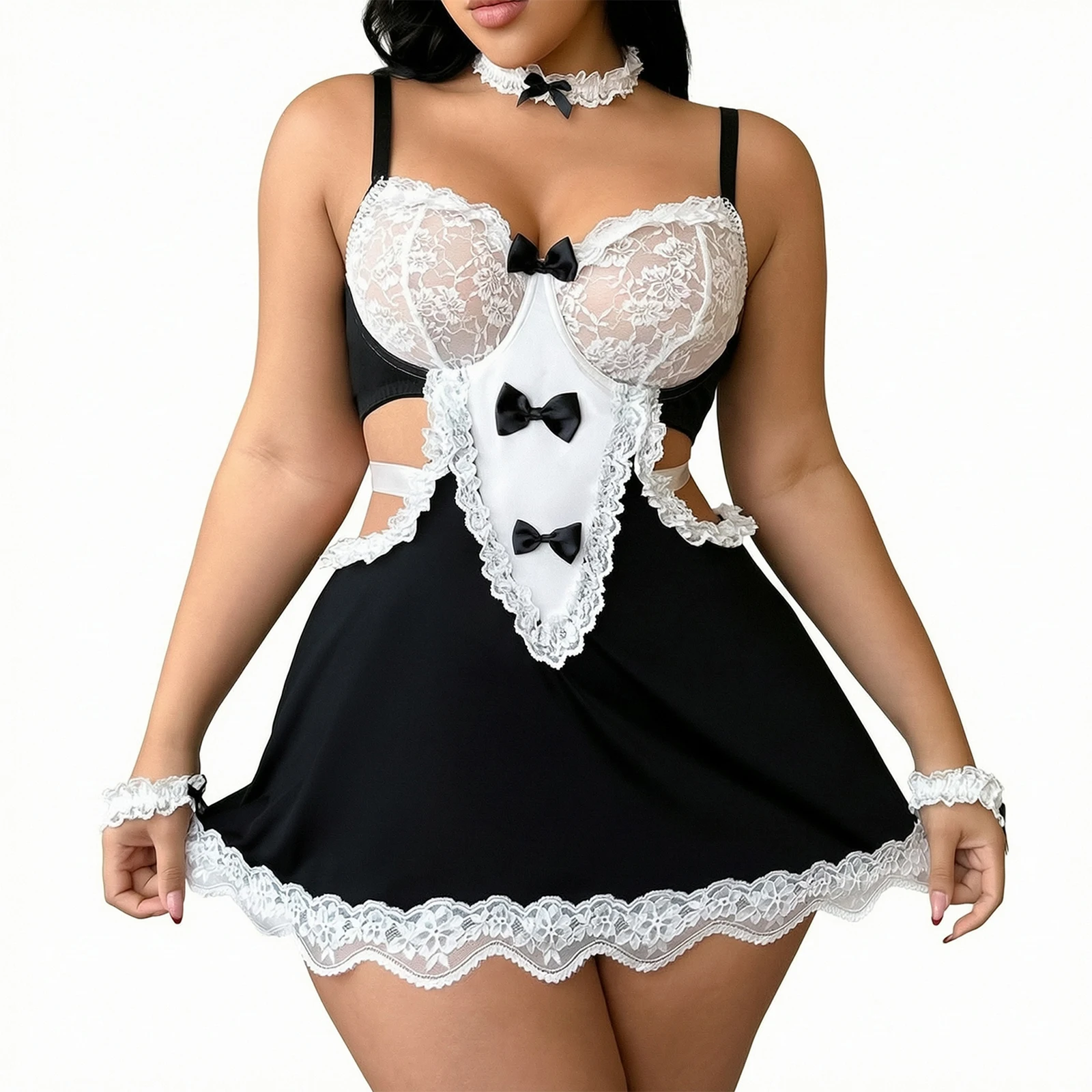 Women’s Plus Size Sexy Sexy Lingerie Cosplay Costume Set French Maid Costume Set-Apron Babydoll with T-Panties for Role Play Cos
Women’s Plus Size Sexy Sexy Lingerie Cosplay Costume Set French Maid Costume Set-Apron Babydoll with T-Panties for Role Play Cos