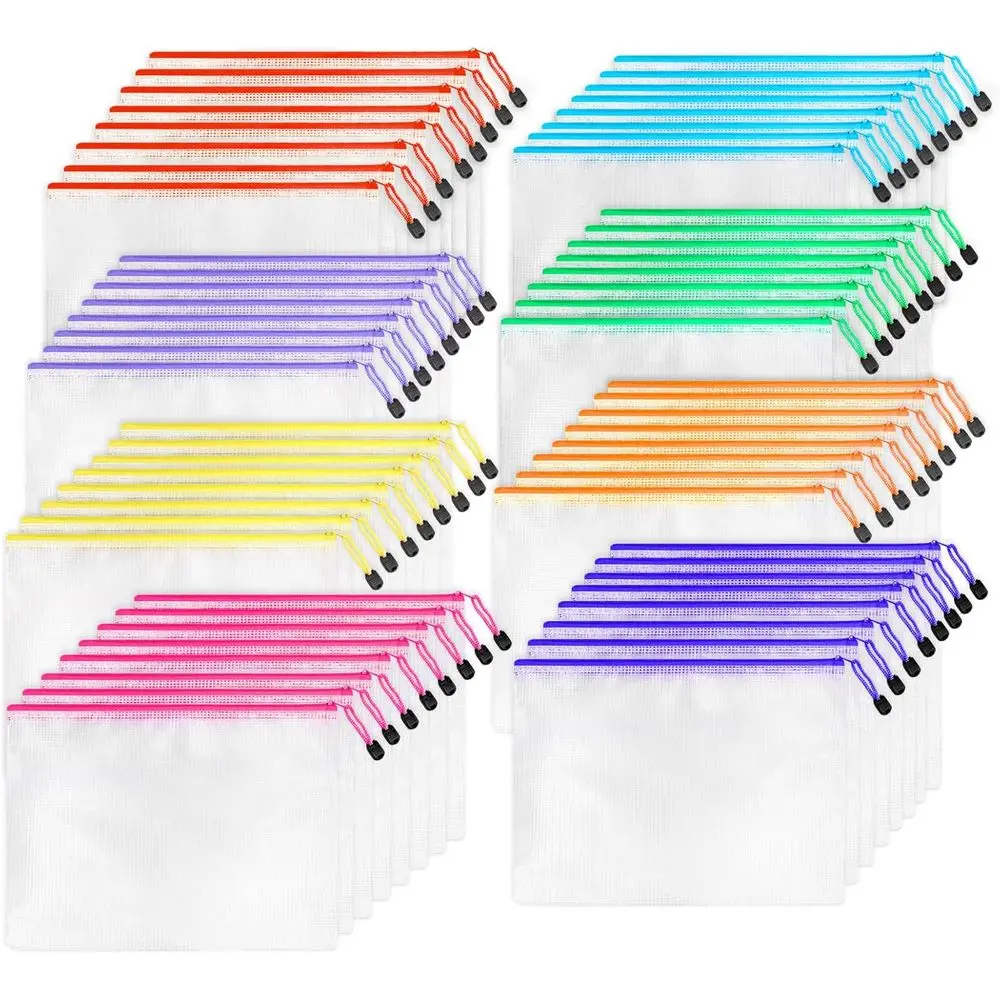 64pcs A4 Mesh Zipper Pouch Bags, Bulk Mesh Bags with Zipper, Pouches for Organization, Clear Storage Bags for Classroom, Travel,
64pcs A4 Mesh Zipper Pouch Bags, Bulk Mesh Bags with Zipper, Pouches for Organization, Clear Storage Bags for Classroom, Travel,