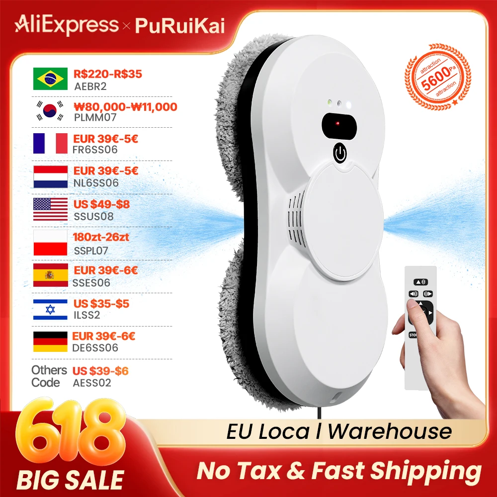PuRuiKai robot electric automatic window cleaning Robotic vacuum cleaner, with remote control, two-way automatic spray
PuRuiKai robot electric automatic window cleaning Robotic vacuum cleaner, with remote control, two-way automatic spray
