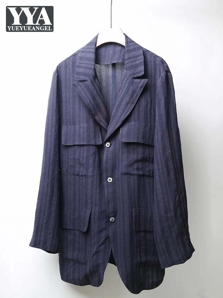 High Quality Men Linen Casual Blazer Jacket Pockets Single Breasted Vintage Striped Business Men Work Coat Brand Designer Blazer
High Quality Men Linen Casual Blazer Jacket Pockets Single Breasted Vintage Striped Business Men Work Coat Brand Designer Blazer