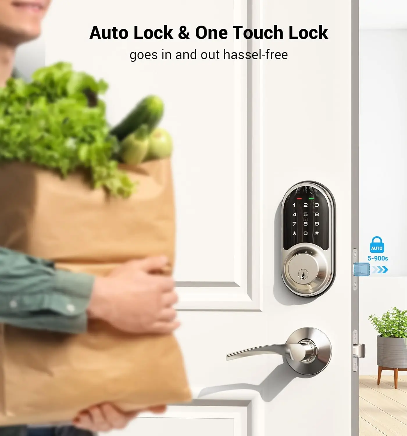 Veise RZ06B Smart Locks for Front Door, 2 Lever Handle Set, Keyless Entry Deadbolt, App Control, Electronic Digital Touchscreen
Veise RZ06B Smart Locks for Front Door, 2 Lever Handle Set, Keyless Entry Deadbolt, App Control, Electronic Digital Touchscreen