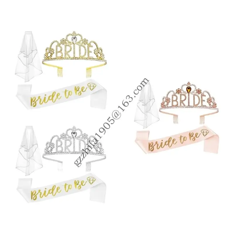 3IN1 Bridal Wedding Tiaras Crown Hairhoop and Veil Set for Bride with Crystal Crown and Satined Sash for Engagement Party .A5KE
3IN1 Bridal Wedding Tiaras Crown Hairhoop and Veil Set for Bride with Crystal Crown and Satined Sash for Engagement Party .A5KE