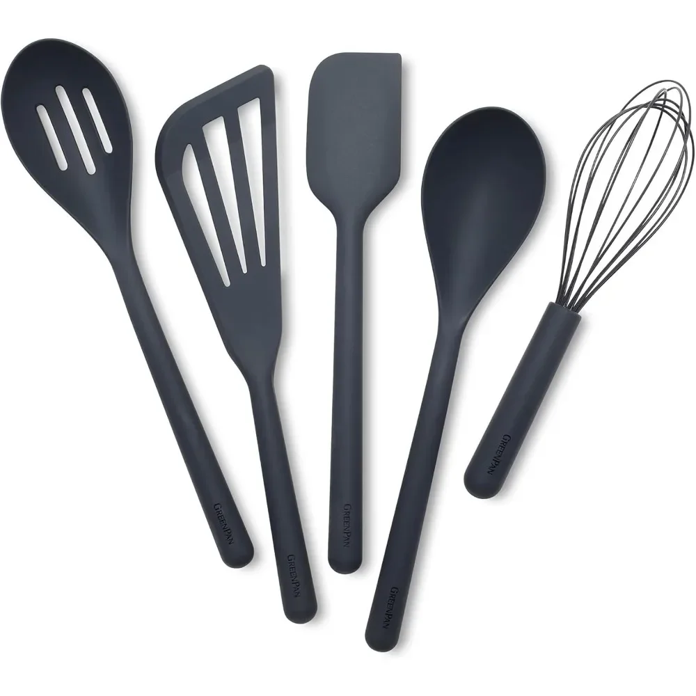 GreenPan Silicone 5 Piece Cooking Utensil Set, Slotted & Solid Spoon, Turner, Spatula, Whisk, Flexible Nonstick Kitchen Tools
GreenPan Silicone 5 Piece Cooking Utensil Set, Slotted & Solid Spoon, Turner, Spatula, Whisk, Flexible Nonstick Kitchen Tools