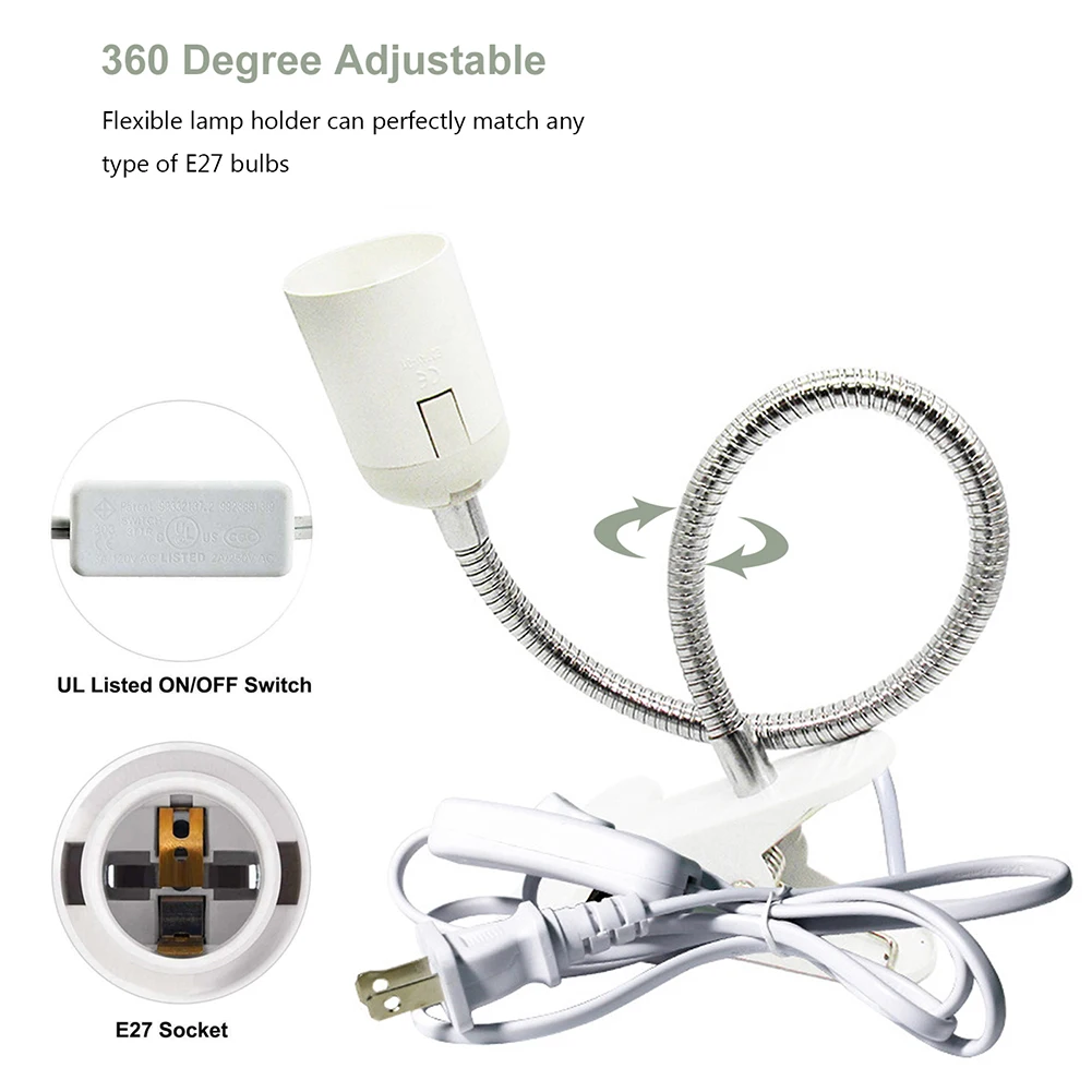 Flexible Desk Lamp Holder E27 Base Light Socket Clip-on Cable with on off Switch
Flexible Desk Lamp Holder E27 Base Light Socket Clip-on Cable with on off Switch