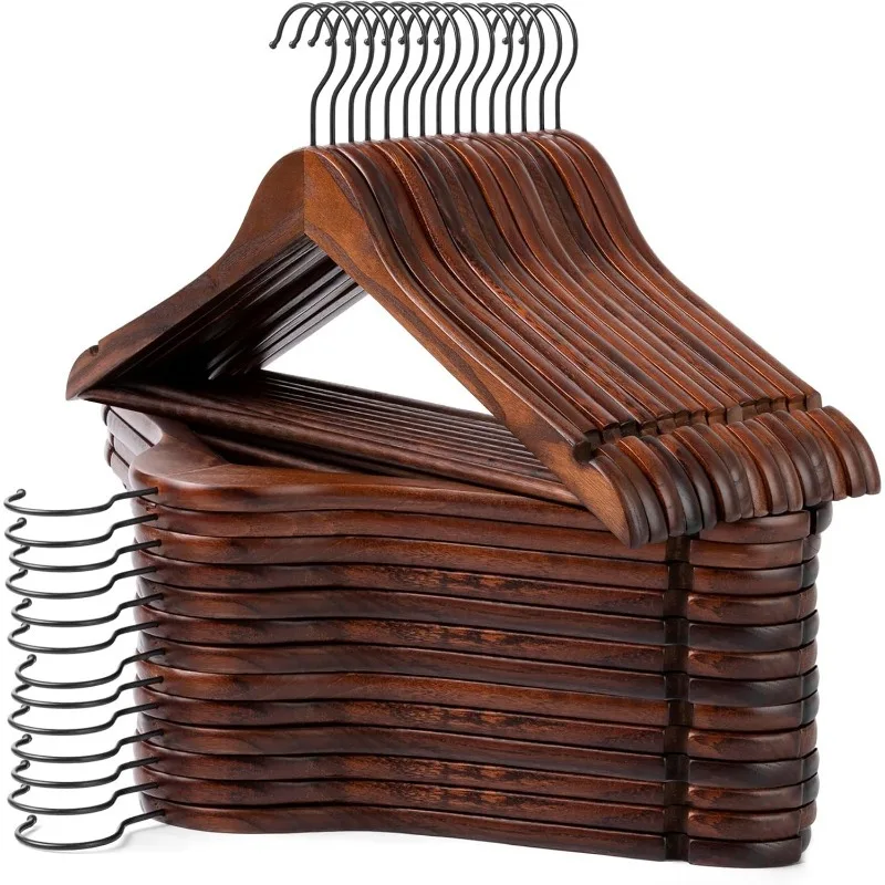 Wooden Hangers 30 Pack, Strong Wood Suit Hangers with Extra Smooth Finish,360 Degree Black Swivel Hook
Wooden Hangers 30 Pack, Strong Wood Suit Hangers with Extra Smooth Finish,360 Degree Black Swivel Hook