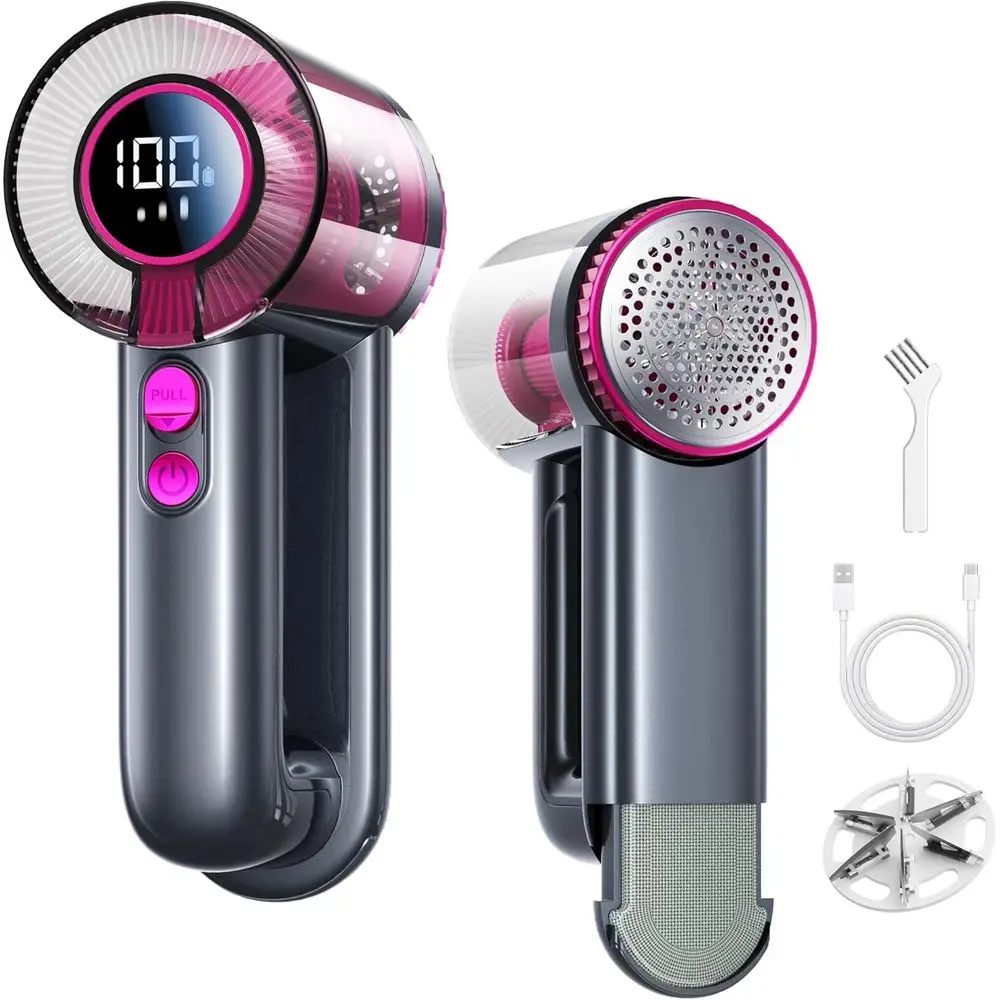 Rechargeable 2-in-1 Fabric Shaver with 3 Speeds, Lint Remover, Digital LED Display, and Type-C Charging Port for Sweaters, Cloth
Rechargeable 2-in-1 Fabric Shaver with 3 Speeds, Lint Remover, Digital LED Display, and Type-C Charging Port for Sweaters, Cloth