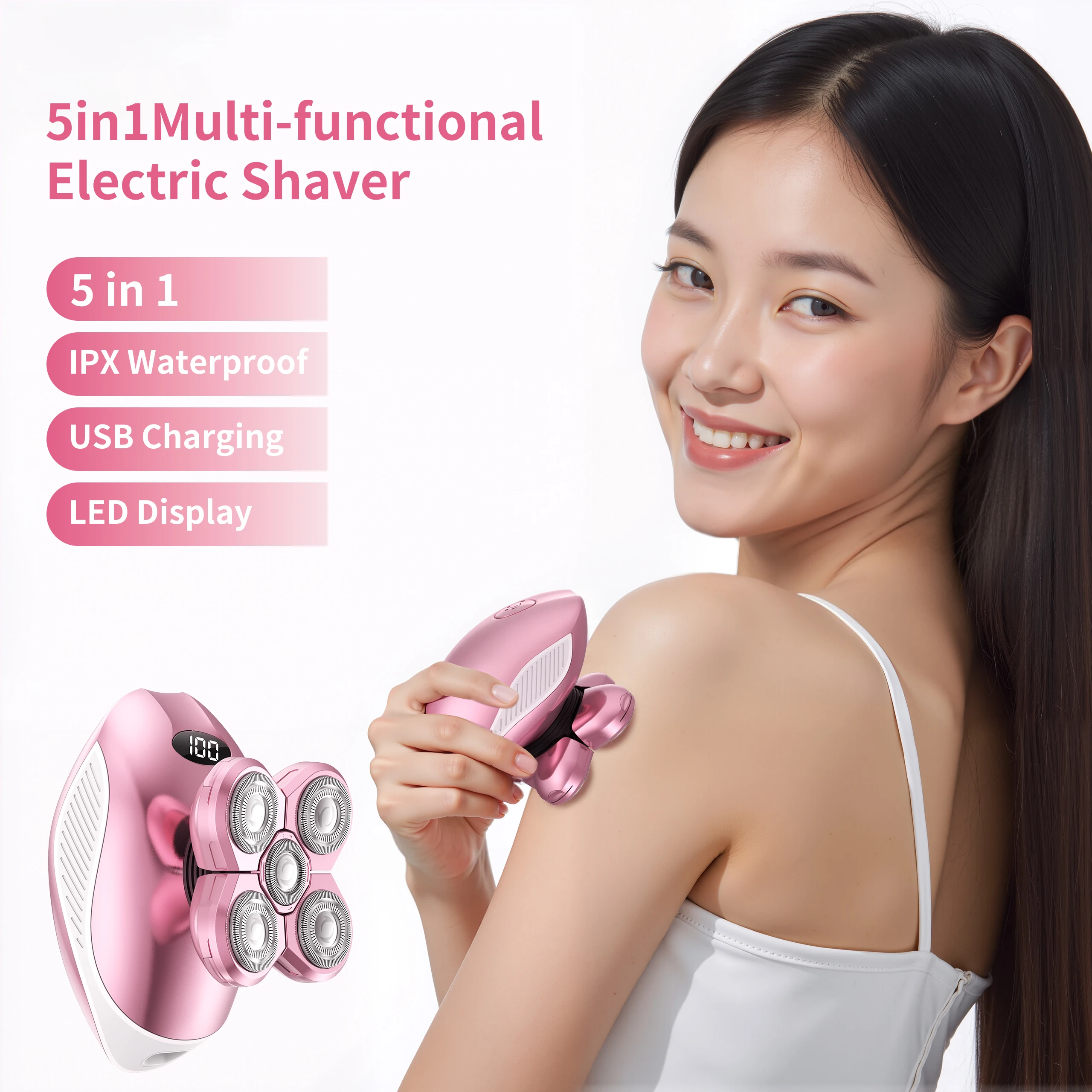 Electric Razors for Women 5-in-1 Rechargeable Body Shaver Waterproof Wet Dry Hair Remover Trimmer for Lady
Electric Razors for Women 5-in-1 Rechargeable Body Shaver Waterproof Wet Dry Hair Remover Trimmer for Lady
