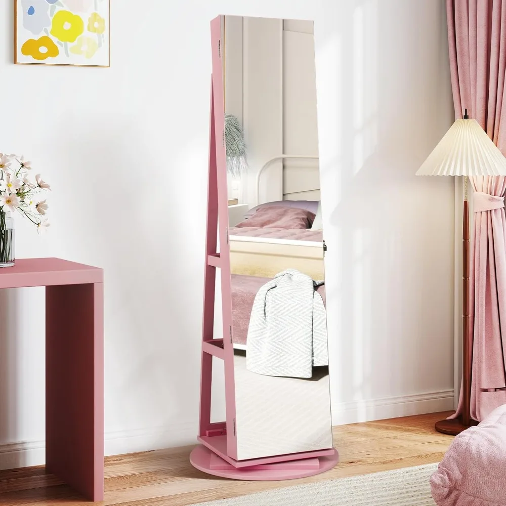 360° Swivel Jewelry Armoire with Full Length Mirror, Rear Storage Shelves, Lockable Standing Jewelry Cabinet, Customized
360° Swivel Jewelry Armoire with Full Length Mirror, Rear Storage Shelves, Lockable Standing Jewelry Cabinet, Customized