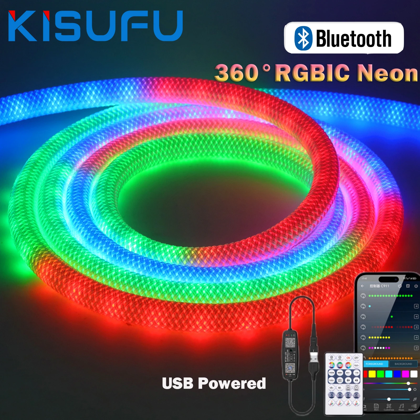 DC5V USB WS2812B WS2811 Round Reticulate Pattern Neon LED Strip 360 Degree Flexible 28key Bluetooth RGBIC Rope Tape Home Decor
DC5V USB WS2812B WS2811 Round Reticulate Pattern Neon LED Strip 360 Degree Flexible 28key Bluetooth RGBIC Rope Tape Home Decor