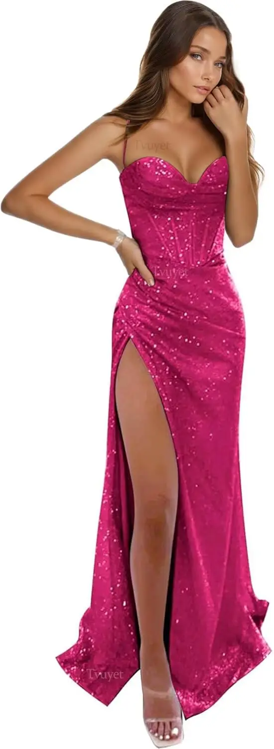 Women's Elegant Slim Fit Sequin Ball Gown with Fishtail Skirt And Slit Formal Long Evening Dress for Special Occasions
Women's Elegant Slim Fit Sequin Ball Gown with Fishtail Skirt And Slit Formal Long Evening Dress for Special Occasions