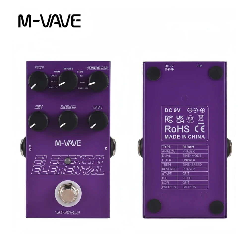 M-VAVE Elemental Electric Guitar Effect Pedal, Digital Delay Support TAP / HOLD 9 Vintage Effects 3-Band EQ True Bypass Box
M-VAVE Elemental Electric Guitar Effect Pedal, Digital Delay Support TAP / HOLD 9 Vintage Effects 3-Band EQ True Bypass Box