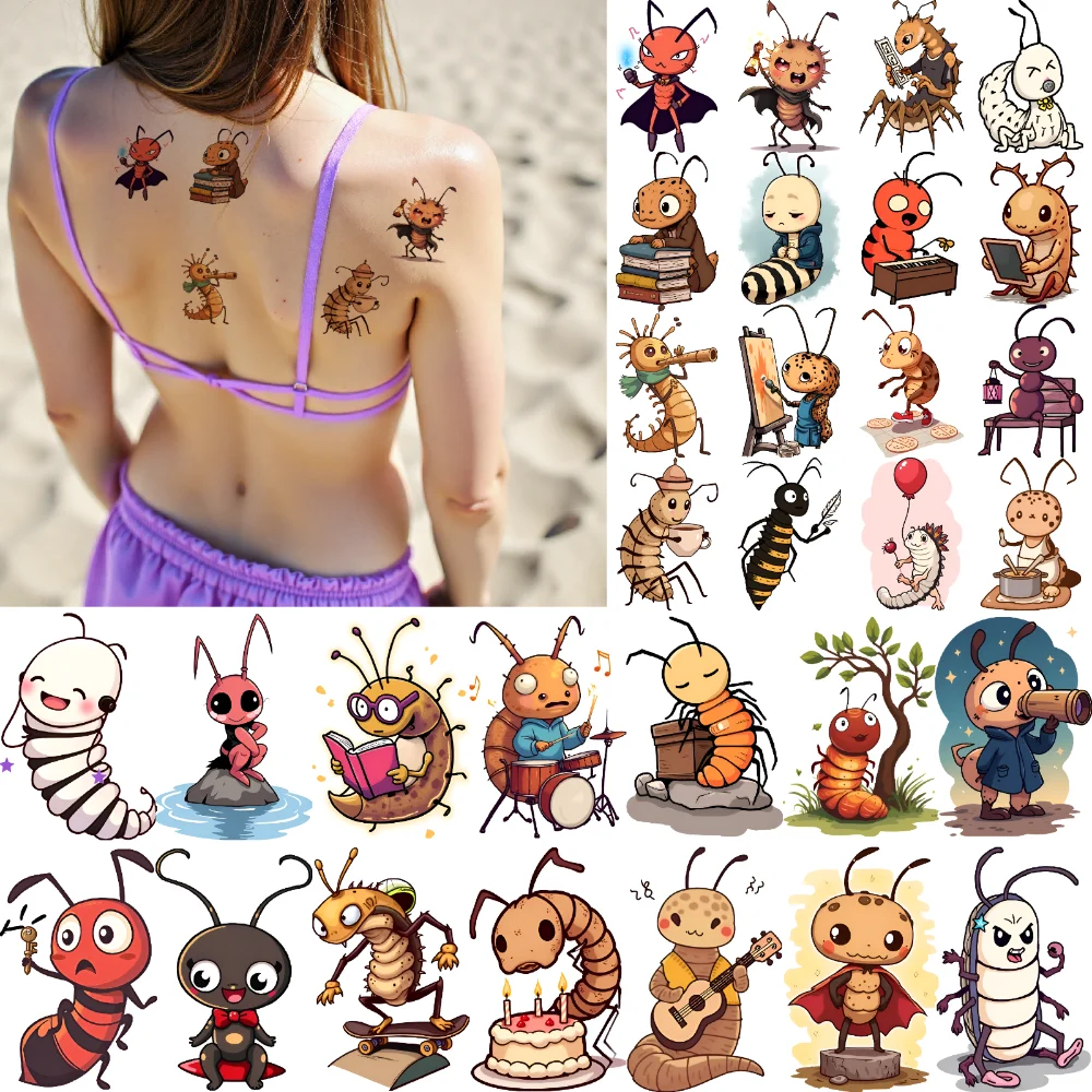 54 шт., временные татуировки, персонажи насекомых, временные татуировки, наклейки, мультяшные насекомые, мультфильмы для рук, щек 
54 шт., временные татуировки, персонажи насекомых, временные татуировки, наклейки, мультяшные насекомые, мультфильмы для рук, щек