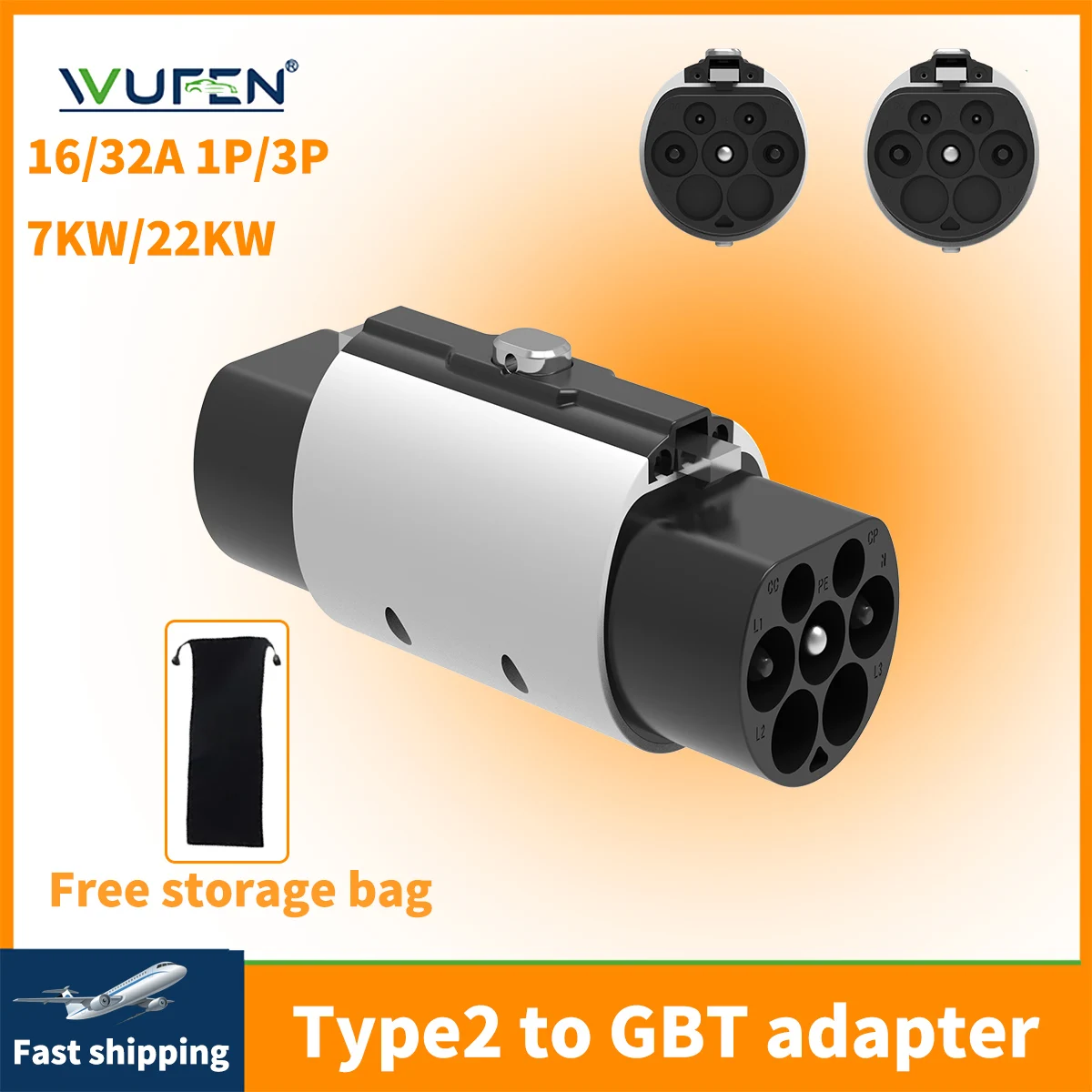 WUFEN IEC62196 Type 2 to GBT EV Adapter 3Phase 32A 7/22KW With Lock blckle for Chinese Brand EV Charging Adaptor convertor
WUFEN IEC62196 Type 2 to GBT EV Adapter 3Phase 32A 7/22KW With Lock blckle for Chinese Brand EV Charging Adaptor convertor