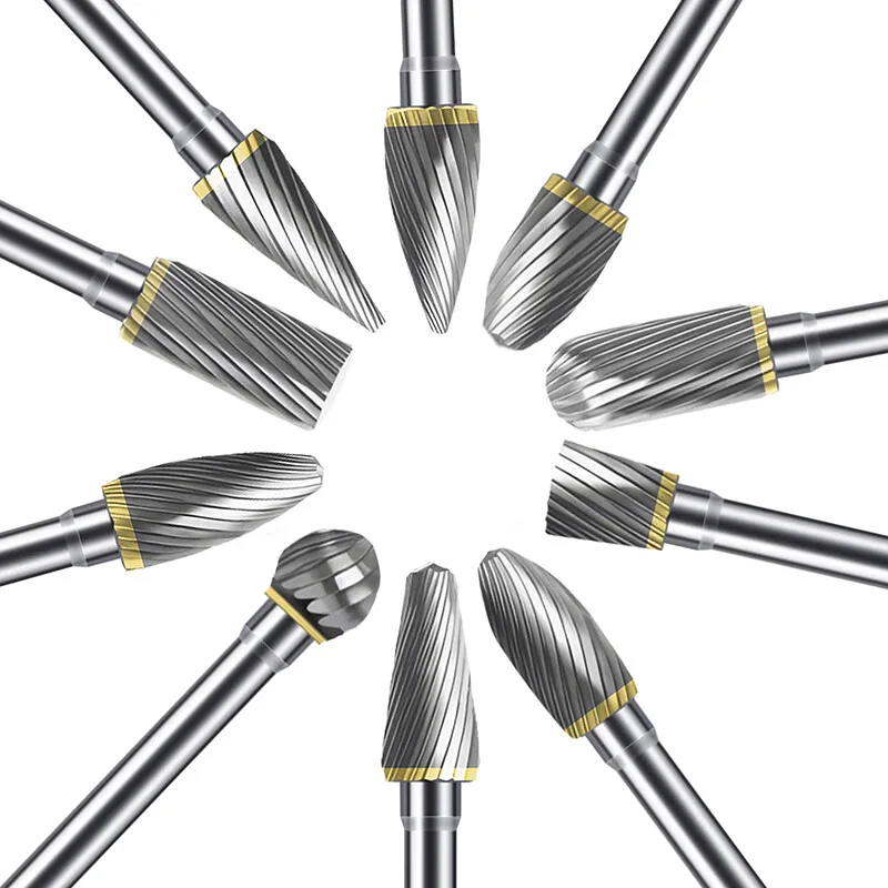 Suitable for 10 piece set of hard alloy rotating burr drill bits for cutting, carving, polishing, and drilling
Suitable for 10 piece set of hard alloy rotating burr drill bits for cutting, carving, polishing, and drilling