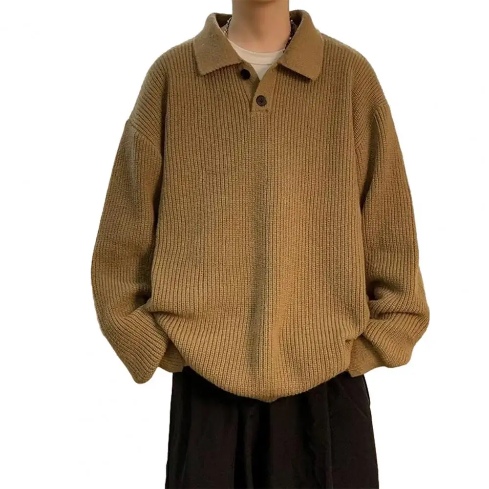 Men Sweaters Autumn Winter Loose Fit Sweater Lapel Buttons Neckline Long Sleeve Knitting Tops Solid Color Warm Knitwear Pullover
Men Sweaters Autumn Winter Loose Fit Sweater Lapel Buttons Neckline Long Sleeve Knitting Tops Solid Color Warm Knitwear Pullover