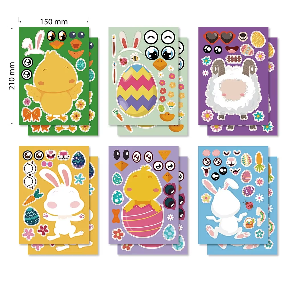 6/12Sheets Easter Egg Puzzle Stickers Make a Face Cute Animals Cartoon Decals Jigsaw Toys For Kids Educational Birthday Gifts
6/12Sheets Easter Egg Puzzle Stickers Make a Face Cute Animals Cartoon Decals Jigsaw Toys For Kids Educational Birthday Gifts