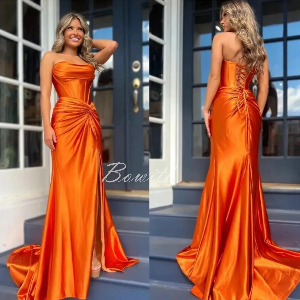 Bowith 2024 Vibrant Orange Prom Dresses Strapless Corset Slim Fit Floor Length Evening Dress Satin Split Pleated Gowns vestidos
Bowith 2024 Vibrant Orange Prom Dresses Strapless Corset Slim Fit Floor Length Evening Dress Satin Split Pleated Gowns vestidos
