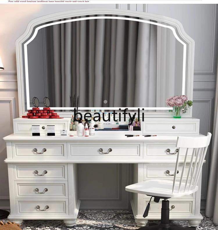 Pure solid wood large size with lamp American European style with lamp dresser large mirror
Pure solid wood large size with lamp American European style with lamp dresser large mirror