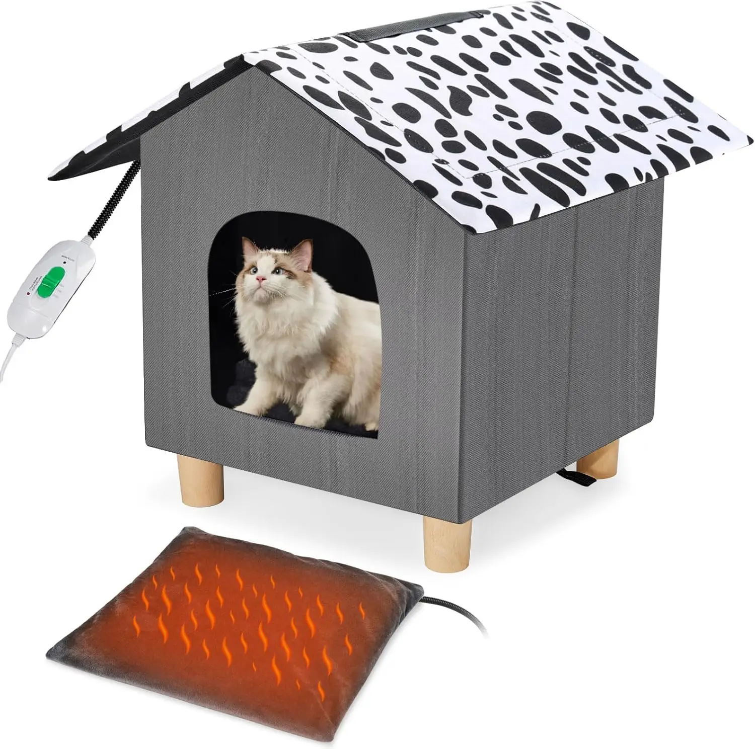 Heated Cat House For Outdoor Cats, Waterproof & Insulated Elevated Shelter With Heated Bed, Foldable Tent For Feral Cats, Pet
Heated Cat House For Outdoor Cats, Waterproof & Insulated Elevated Shelter With Heated Bed, Foldable Tent For Feral Cats, Pet