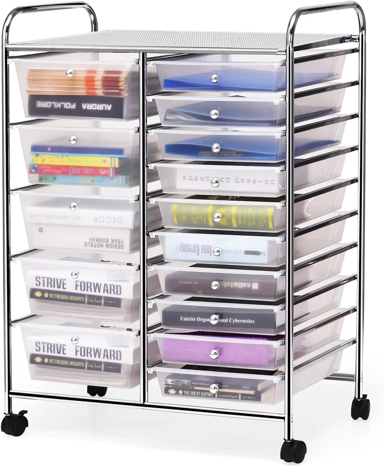 15-Drawer Rolling Storage Cart with Clear Drawers, Organizer Trolley for Office and School Use
15-Drawer Rolling Storage Cart with Clear Drawers, Organizer Trolley for Office and School Use
