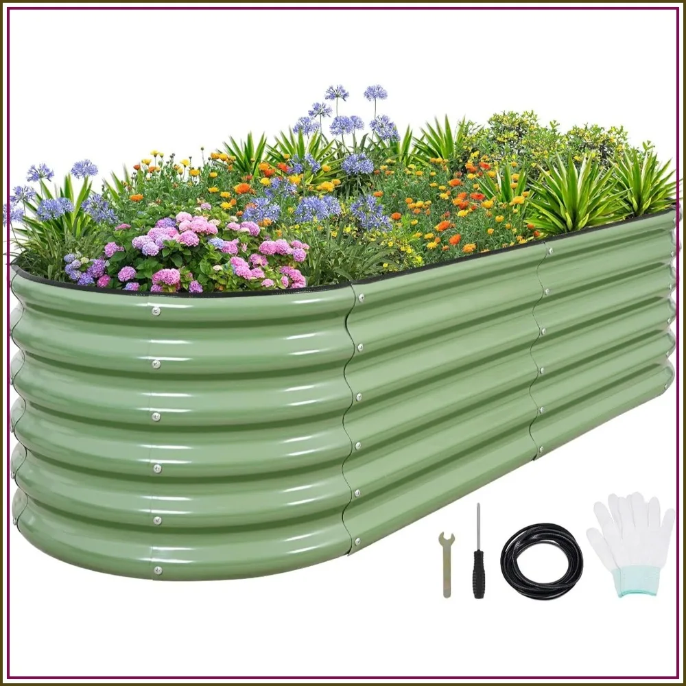 Galvanized Raised Garden Bed 6x2x1.4ft - Metal Planter Box for Vegetables, Flowers with Protective Tape & Tools, Green
Galvanized Raised Garden Bed 6x2x1.4ft - Metal Planter Box for Vegetables, Flowers with Protective Tape & Tools, Green