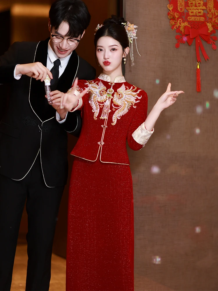 Ele Red Embroidered Wedding Dr for Women Cusizable Engagement Parwear Midi Length Formal Gown
Ele Red Embroidered Wedding Dr for Women Cusizable Engagement Parwear Midi Length Formal Gown