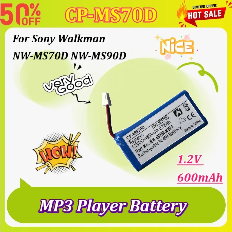 New CP-MS70D 1.2V 600mAh Ni-MH Rechargeable Replacement Battery NH-6WM-NW1 for Sony Walkman NW-MS70D NW-MS90D MP3 Player
New CP-MS70D 1.2V 600mAh Ni-MH Rechargeable Replacement Battery NH-6WM-NW1 for Sony Walkman NW-MS70D NW-MS90D MP3 Player