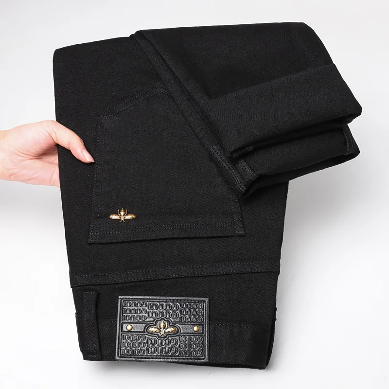 Pure black jeans for men, simple, fashionable, light luxury, trendy, stretchy, slim fit, high-end, versatile denim long pants
Pure black jeans for men, simple, fashionable, light luxury, trendy, stretchy, slim fit, high-end, versatile denim long pants