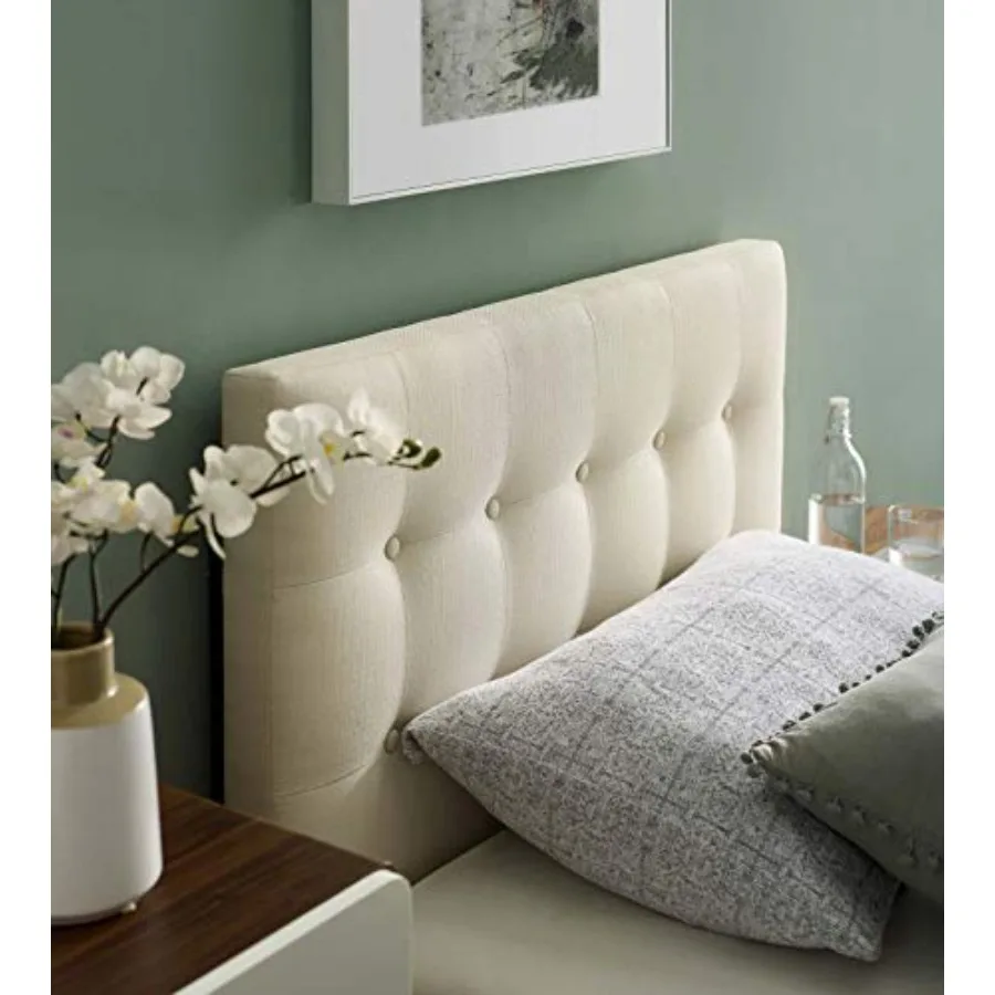 Emily Tufted Button Linen Fabric Upholstered Twin Headboard in Ivory
Emily Tufted Button Linen Fabric Upholstered Twin Headboard in Ivory