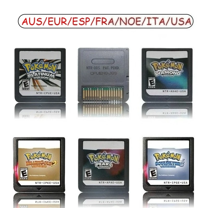 USA/EUR/FRA/ITA/NOE/AUS/ESP Version DS Game Cartridge Pokemon Series Diamond Platinum Pearl HeartGold SoulSilver for NDS
USA/EUR/FRA/ITA/NOE/AUS/ESP Version DS Game Cartridge Pokemon Series Diamond Platinum Pearl HeartGold SoulSilver for NDS