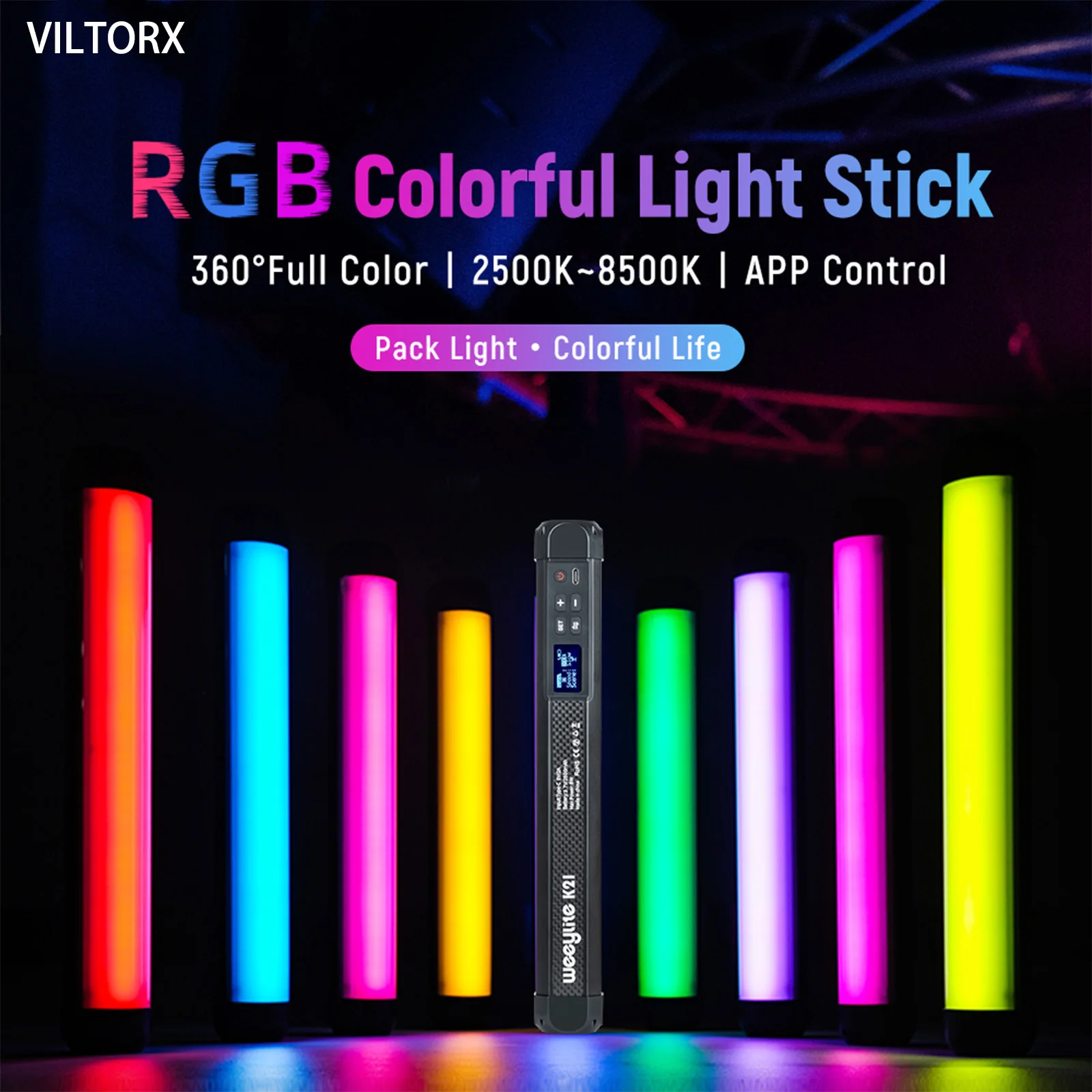 VILTROX K21 RGB LED Handheld Light Want APP Control Video Photography Light Stick for Video Shooting 2500K~8500K
VILTROX K21 RGB LED Handheld Light Want APP Control Video Photography Light Stick for Video Shooting 2500K~8500K