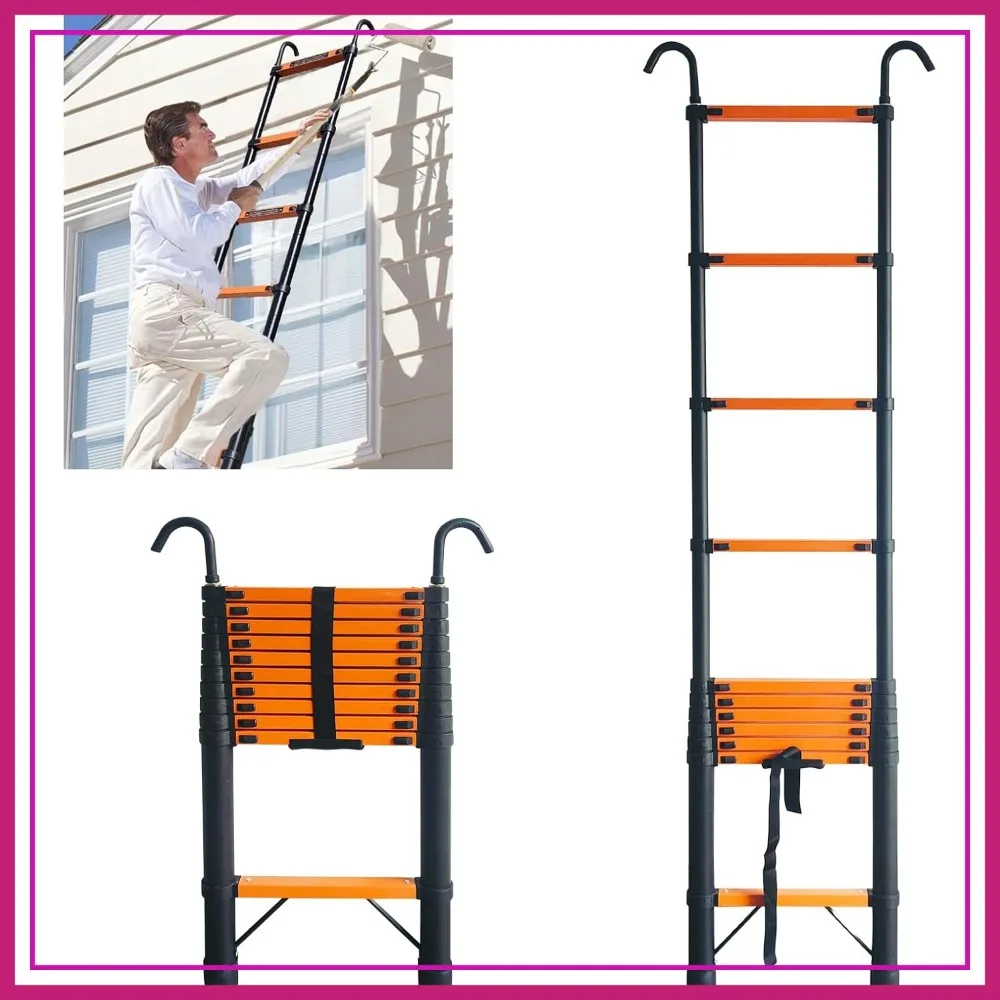 12.5 FT Telescoping Ladder with Hook, Lightweight Aluminum Extension Ladder for Household and Outdoor Use
12.5 FT Telescoping Ladder with Hook, Lightweight Aluminum Extension Ladder for Household and Outdoor Use