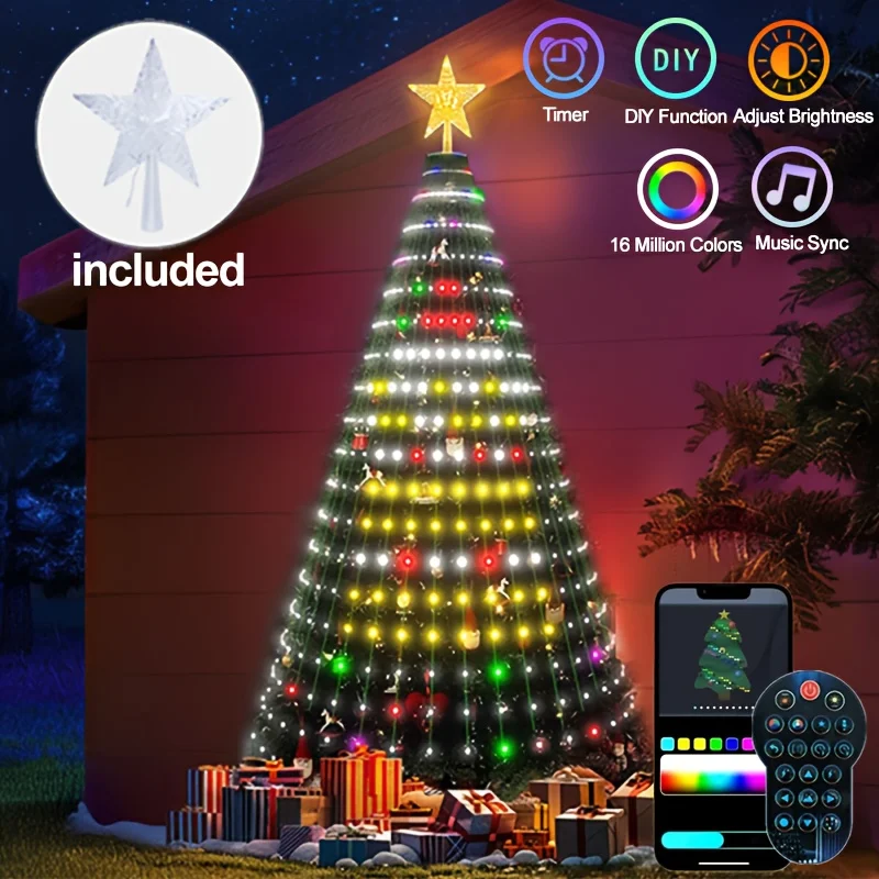 Smart WiFi APP Christmas Tree Light 400 LED Music Sync DIY Pattern App Remote Waterproof for Indoor Outdoor Christmas Decoration
Smart WiFi APP Christmas Tree Light 400 LED Music Sync DIY Pattern App Remote Waterproof for Indoor Outdoor Christmas Decoration