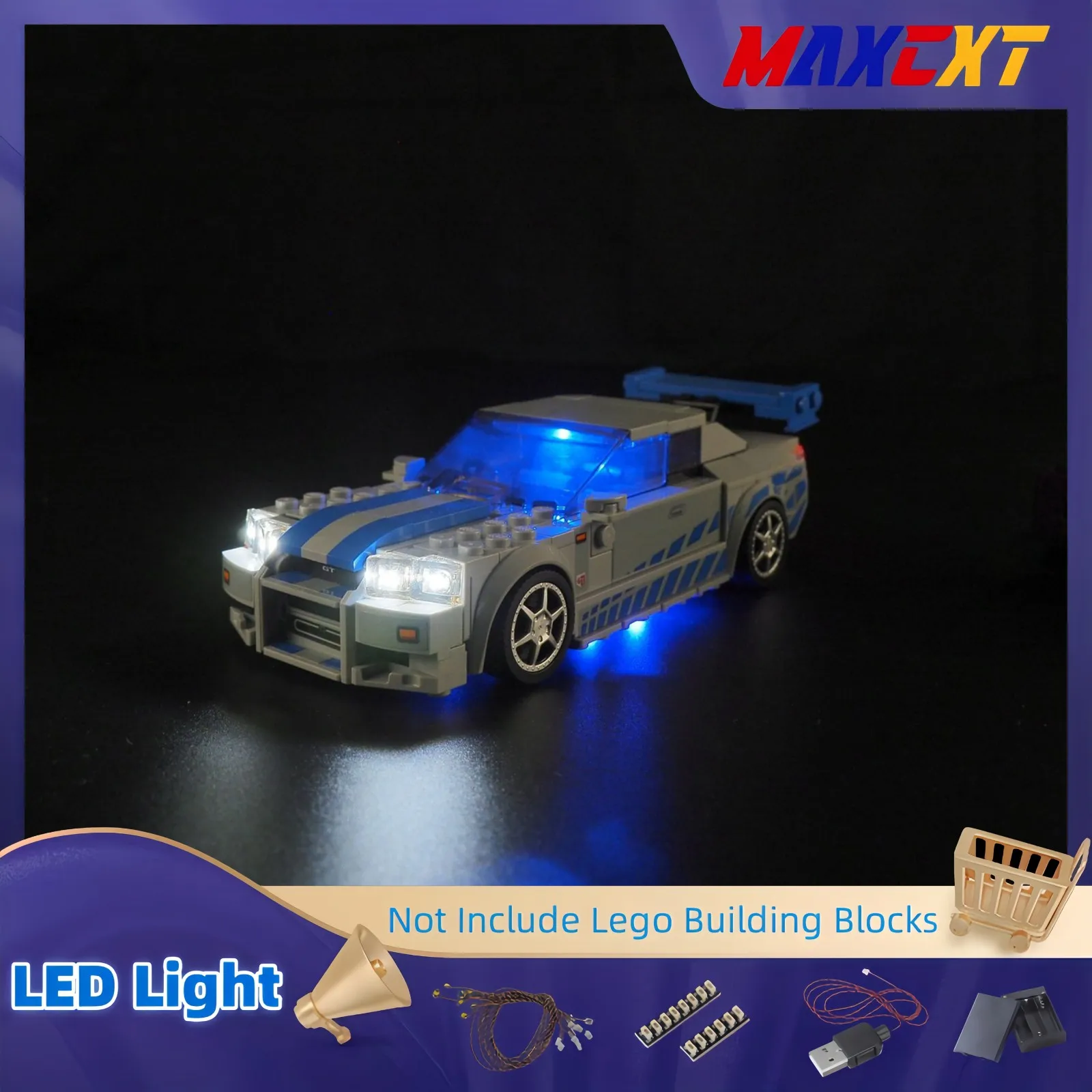 MAXCXT LED Light For 76917 Speed 2 Fast 2 Furious Nissan Skyline GT-R DIY Decorative Lamp Not Include Lego Building Blocks Set
MAXCXT LED Light For 76917 Speed 2 Fast 2 Furious Nissan Skyline GT-R DIY Decorative Lamp Not Include Lego Building Blocks Set