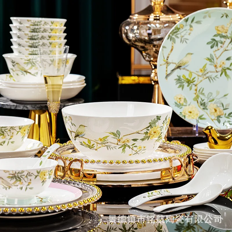 HYS new underglaze color bone china tableware, dishes set, household housewarming light luxury ceramic dishes, gift set
HYS new underglaze color bone china tableware, dishes set, household housewarming light luxury ceramic dishes, gift set