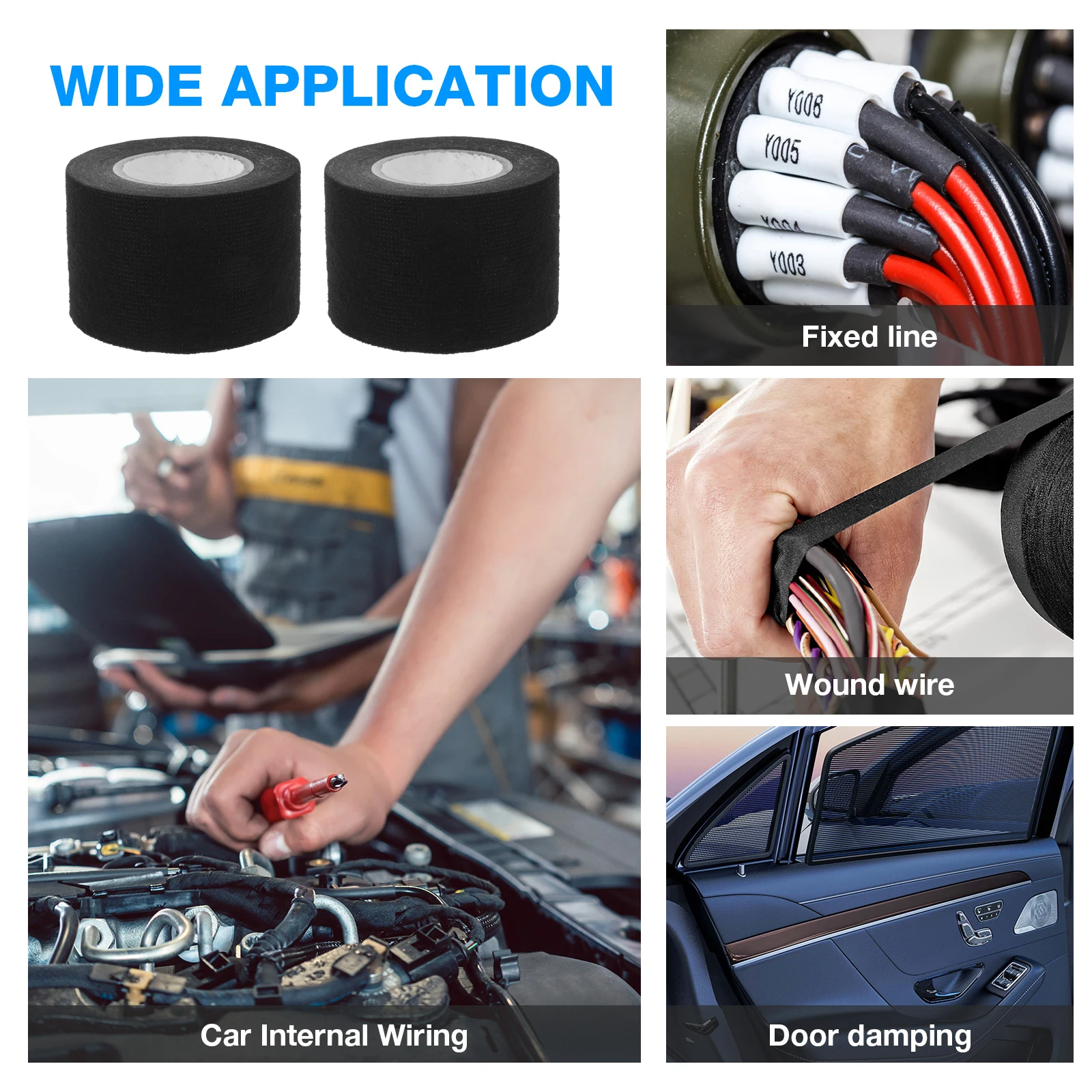 2pcs 2 Rolls 50mmx30Y Black Acetate Cloth Tape for Automotive Wire Harness Electrical Insulation Heat Resistant Adhesive 
2pcs 2 Rolls 50mmx30Y Black Acetate Cloth Tape for Automotive Wire Harness Electrical Insulation Heat Resistant Adhesive