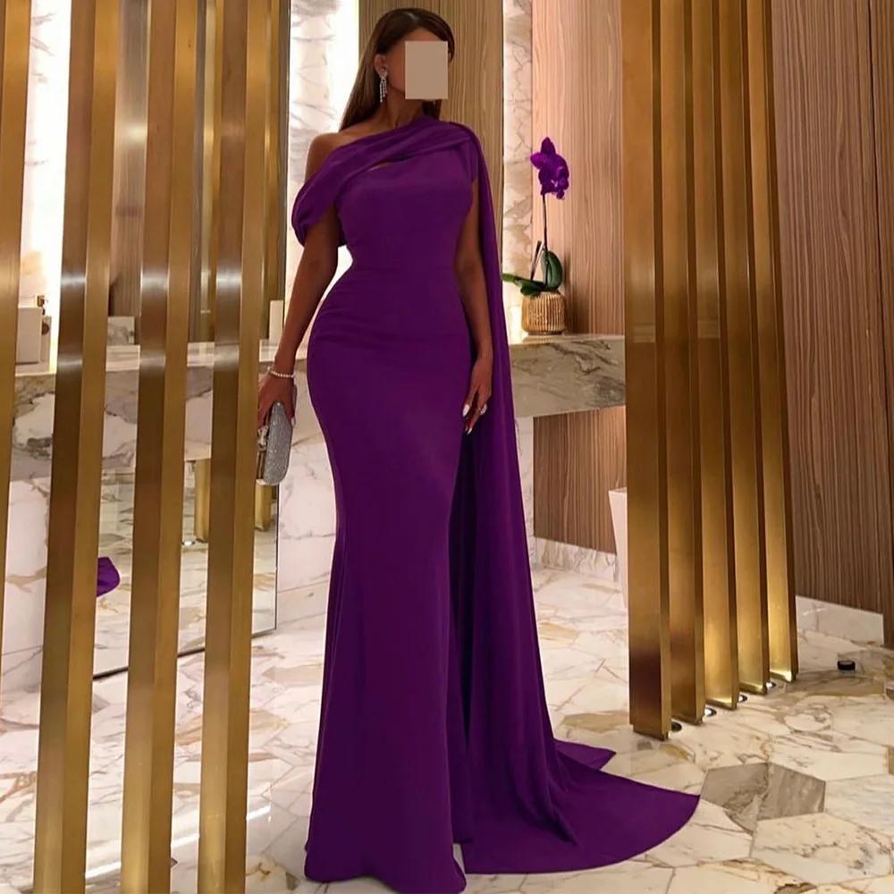 Purple Evening Dresses for Women Mermaid One Shoulder Elegant Formal Party Gowns Long Sleeveless Draped Trumpet Simple Prom Gown
Purple Evening Dresses for Women Mermaid One Shoulder Elegant Formal Party Gowns Long Sleeveless Draped Trumpet Simple Prom Gown