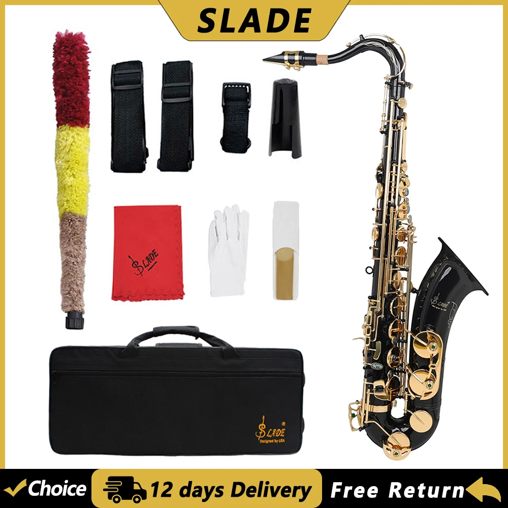 SLADE Bb Tenor Saxophone Brass Body Saxofone Black Golden Sax Woodwind Instrument with Case Reeds Gloves Parts & Accessories
SLADE Bb Tenor Saxophone Brass Body Saxofone Black Golden Sax Woodwind Instrument with Case Reeds Gloves Parts & Accessories