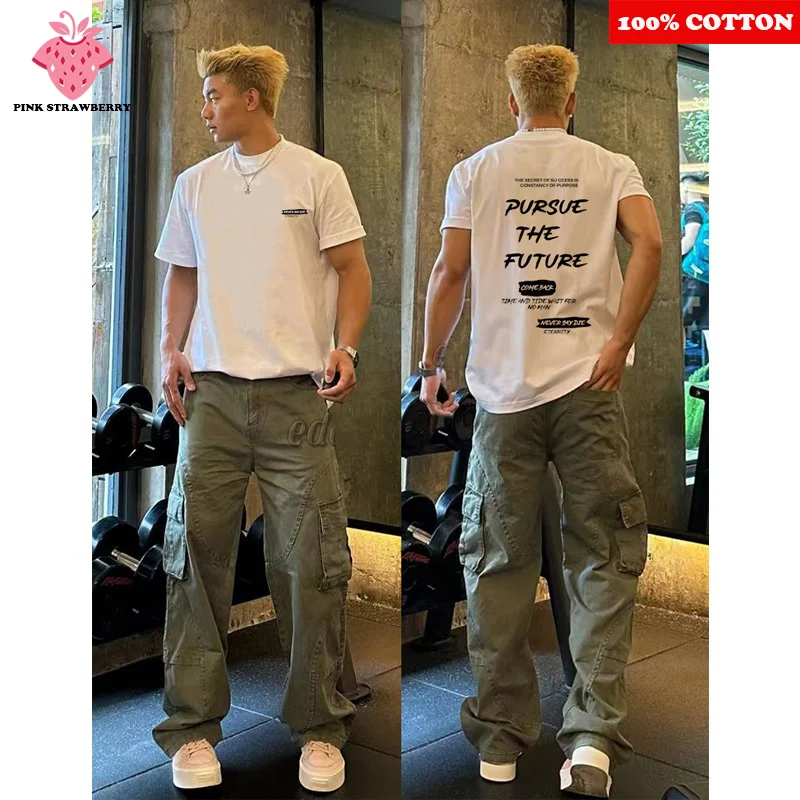 American Street hip hop T-shirt Men's Summer 2025 New 100% Cotton Letter Print Gym Sports T-shirt Loose Y2k Tops men clothing
American Street hip hop T-shirt Men's Summer 2025 New 100% Cotton Letter Print Gym Sports T-shirt Loose Y2k Tops men clothing