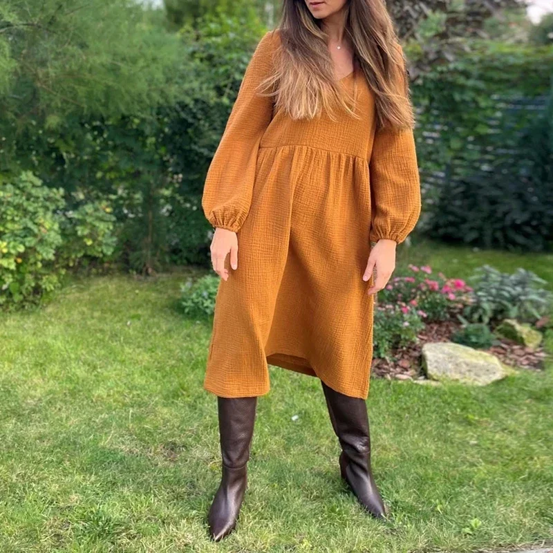 Vintage 100% Cotton Women's Dresses 2022 Summer Muslin V-Neck Long Sleeve Causal Home Dress Midi Robe Female Clothing
Vintage 100% Cotton Women's Dresses 2022 Summer Muslin V-Neck Long Sleeve Causal Home Dress Midi Robe Female Clothing