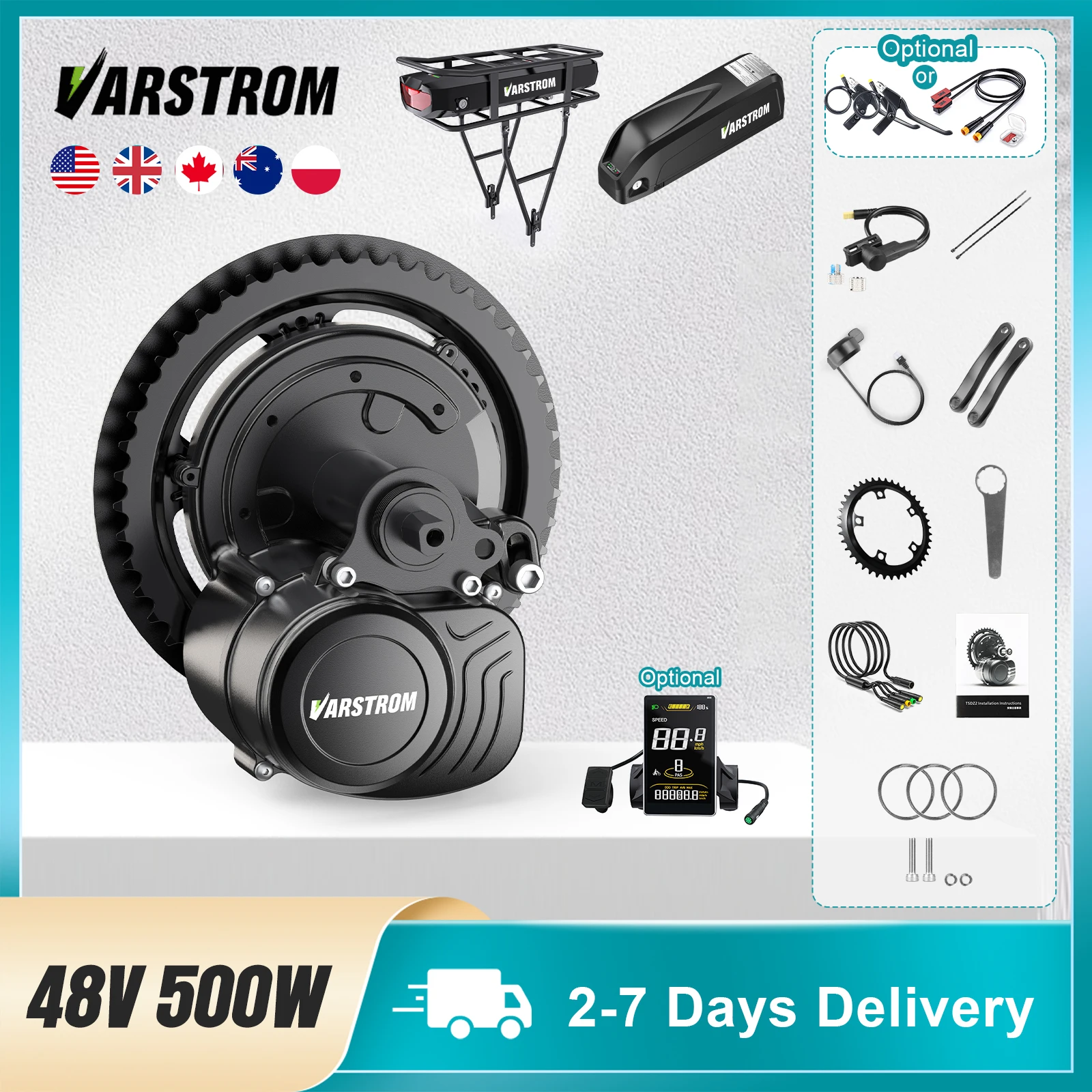 Varstrom TSDZ2B 500W Z8 750W TSDZ16 48V 1000W Torque Mid Drive Motor Kit E-Bike Conversion Kit with Display Fat Tire Compatible
Varstrom TSDZ2B 500W Z8 750W TSDZ16 48V 1000W Torque Mid Drive Motor Kit E-Bike Conversion Kit with Display Fat Tire Compatible