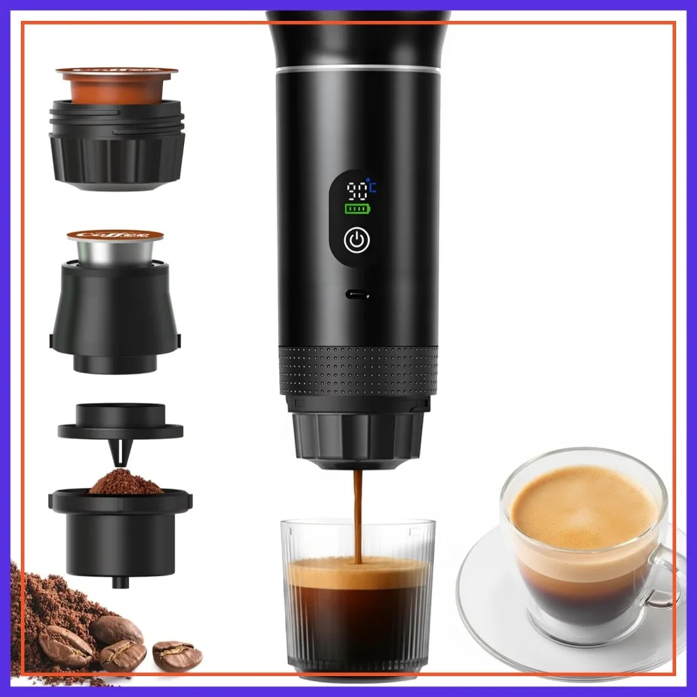Portable Espresso Maker for Camping, USB-C Rechargeable, One-Touch Brew for Ground Coffee & Capsules, Black
Portable Espresso Maker for Camping, USB-C Rechargeable, One-Touch Brew for Ground Coffee & Capsules, Black