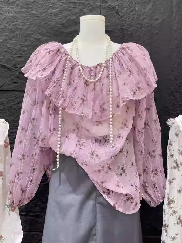 Gagarich 2025 Uniquely Designed One Neck Shoulder Floral Sweet Chiffon Shirt Women Trendy Loose Fit Slim Versatile Top
Gagarich 2025 Uniquely Designed One Neck Shoulder Floral Sweet Chiffon Shirt Women Trendy Loose Fit Slim Versatile Top